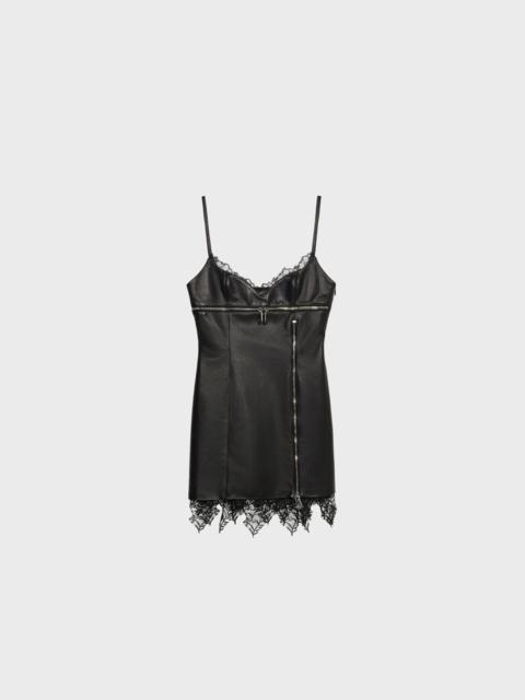 PLONGÉ LEATHER DRESS WITH ZIPPER AND LACE