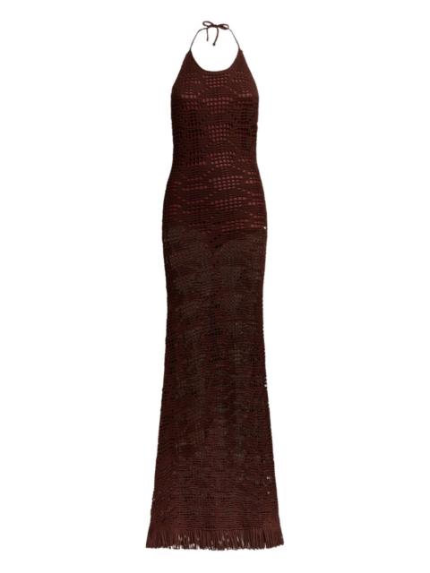 crochet-effect maxi dress