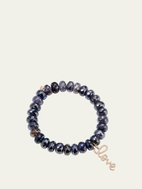 Medium Love Script on 10mm Iolite Bracelet