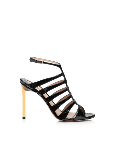 STAMPED CROCODILE LEATHER CARINE SANDAL
