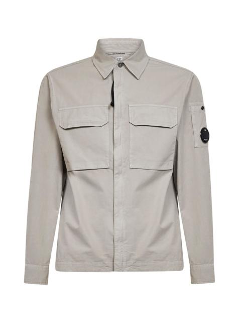 Dove grey organic cotton gabardine Lens overshirt