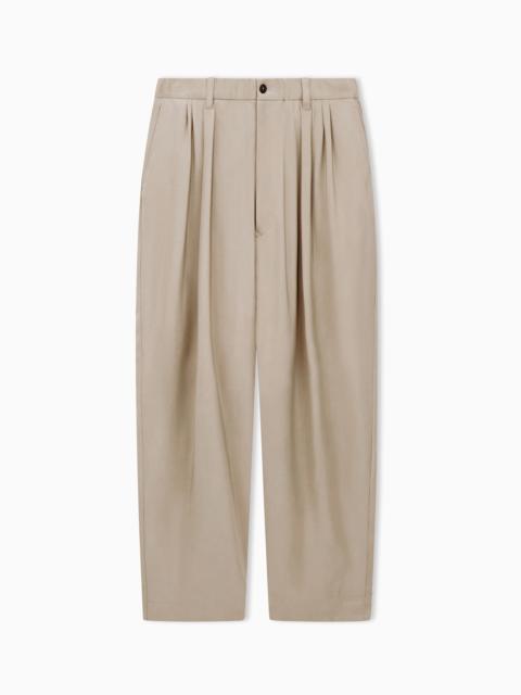 FADED VISCOSE TWILL TROUSERS WITH PLEATS