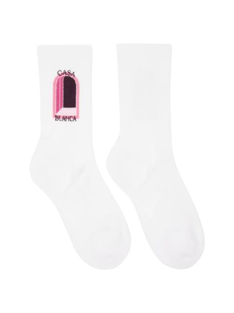 White Aubergine Arch Socks