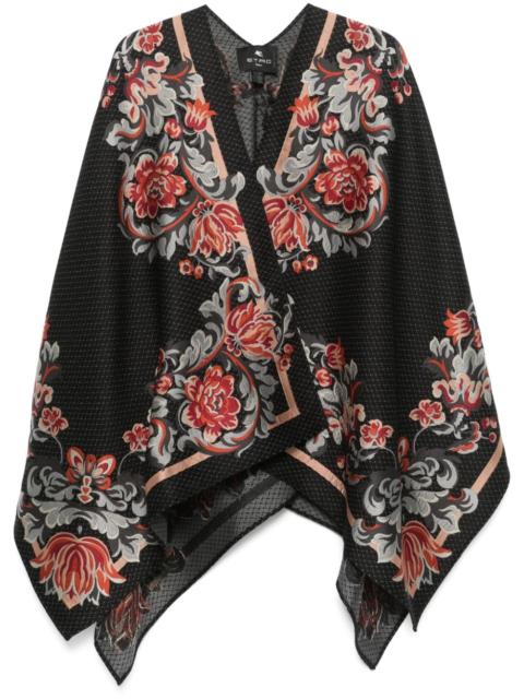 floral-embroidery cape