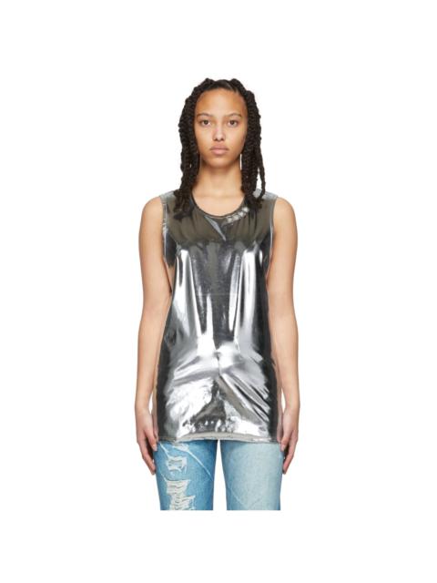 Silver Stud Embroidered Metallic Tank Top