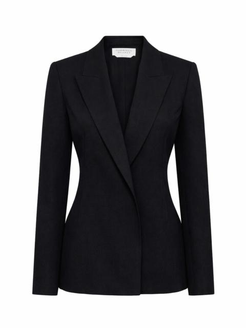 Aleah Blazer in Black Virgin Wool Crepe