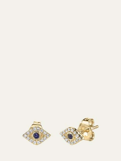 14k Diamond Mini Evil Eye Single Stud Earring