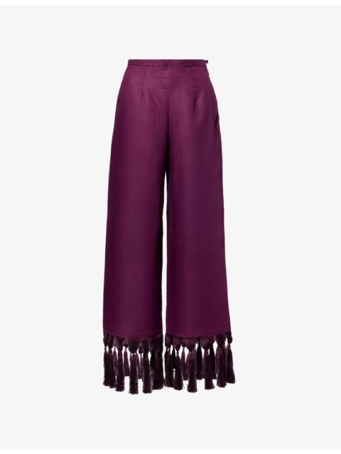 Marlino Fringed Linen Trousers