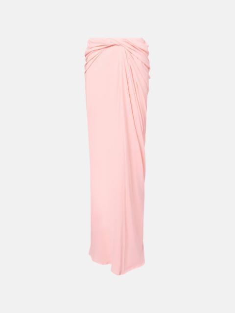 Gathered cotton-blend jersey maxi skirt