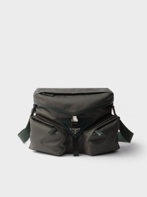Re-Nylon and leather shoulder bag
