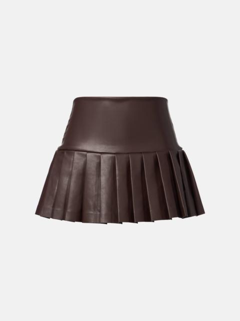 Pleated faux leather miniskirt