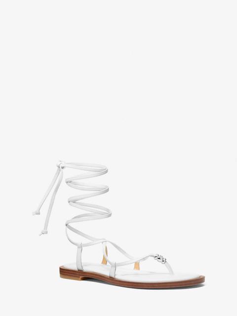 Khloe Embellished Leather Lace-Up Sandal
