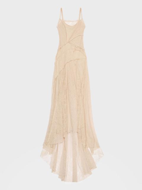 LONG DRESS IN MIXED LACE WITH PATCH EFFECT