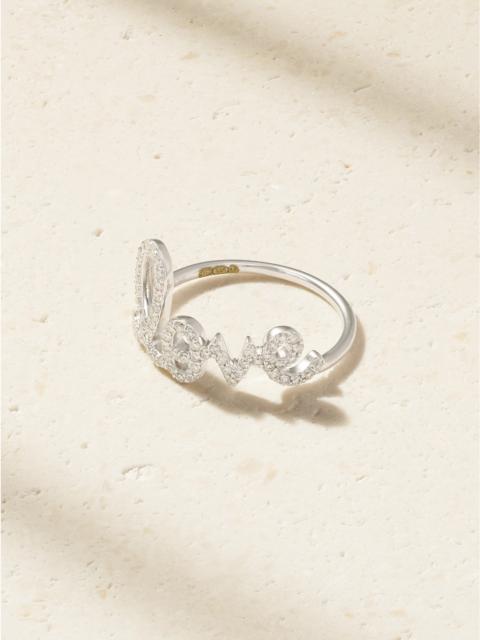 Love Script 14-karat White Gold Diamond Ring