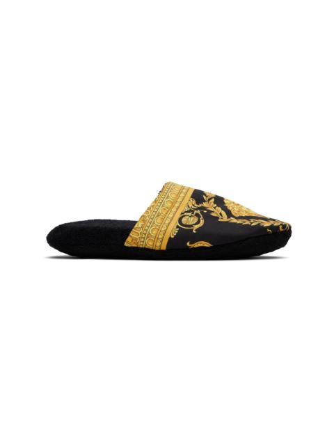 Black 'I Heart Baroque' Slippers