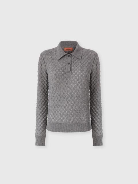 Cashmere Polo with Lace Pattern