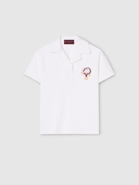 Cotton piquet polo shirt with embroidery