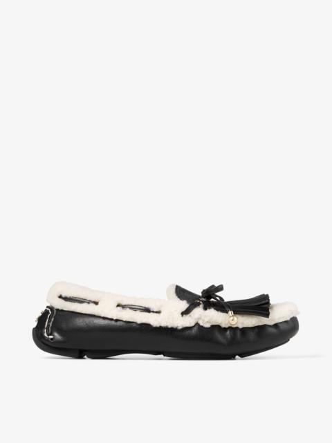 Manon F
Black Tumbled Leather Loafers with Shearling