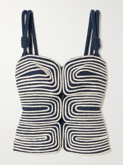 Marea Knotted Embroidered Linen Top