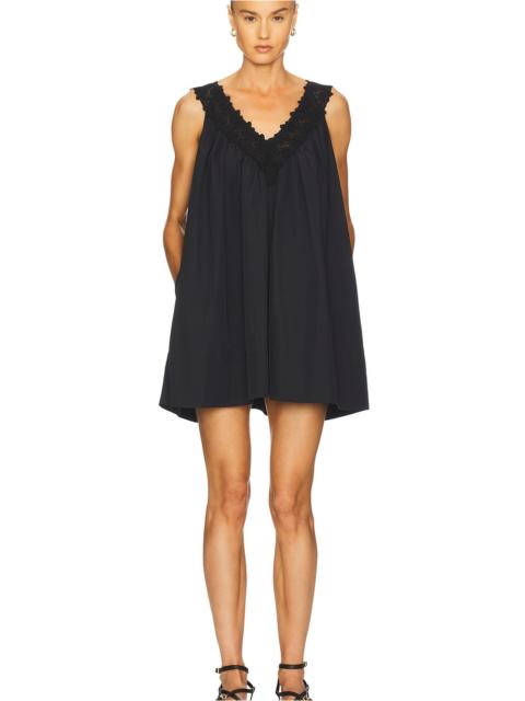 Mini Dress With Lace in Tech Poplin