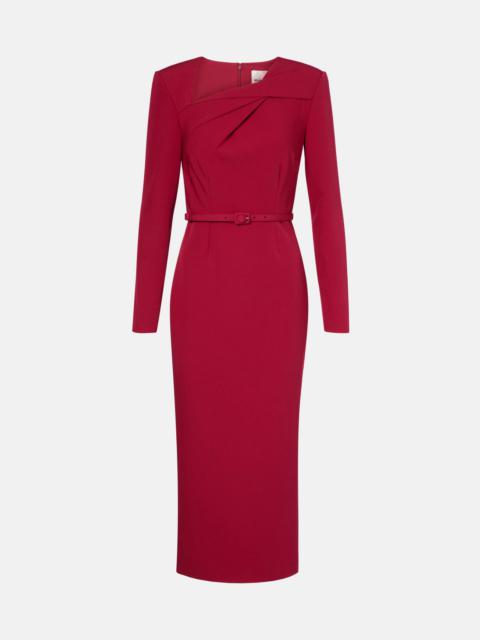 Belted crêpe midi dress