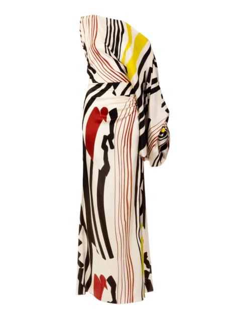 Dotty Asymmetric Silk Dress multi