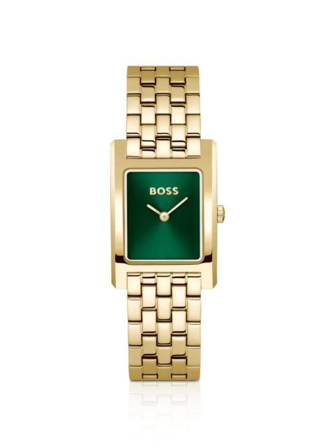 GOLD-TONE WATCH WITH GREEN DIAL