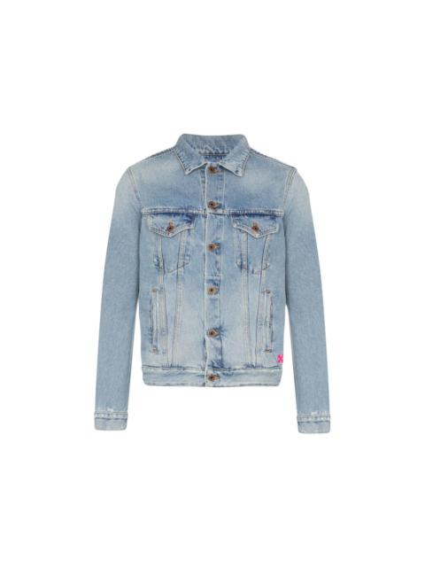 OFF-WHITE Slim Bleached Denim Jacket Indigo/Multicolor