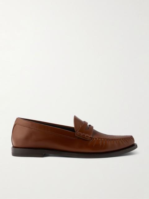 Polished-Leather Penny Loafers Tan