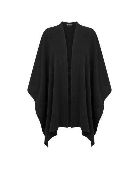 CASHMERE PONCHO WITH TONAL TF EMBROIDERED LOGO