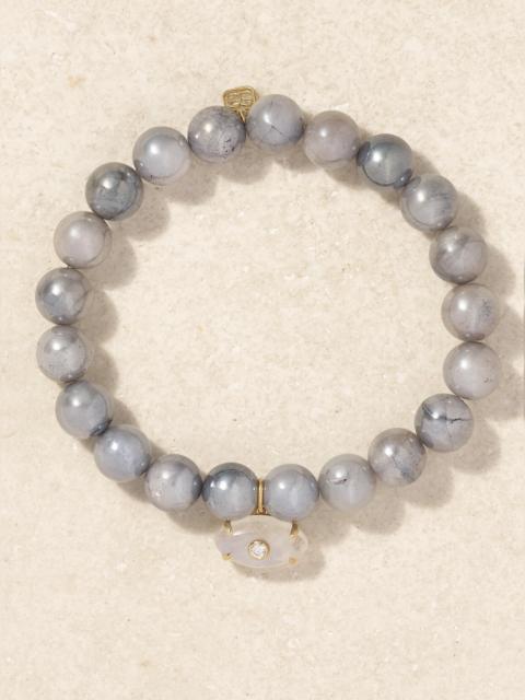 Evil Eye 14-karat Gold, Moonstone And Diamond Bracelet
