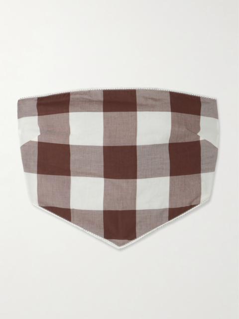 Callie Cropped Gingham Cotton-voile Top