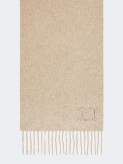 Monogram-embroidered cashmere stole - BEIGE