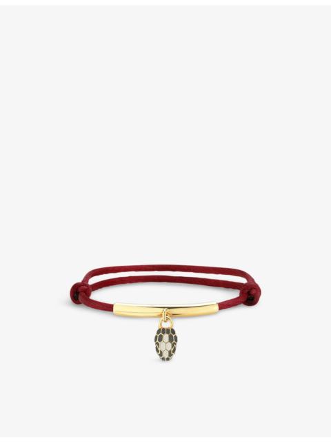 Serpenti Forever gold-plated brass, agate, enamel and cord bracelet
