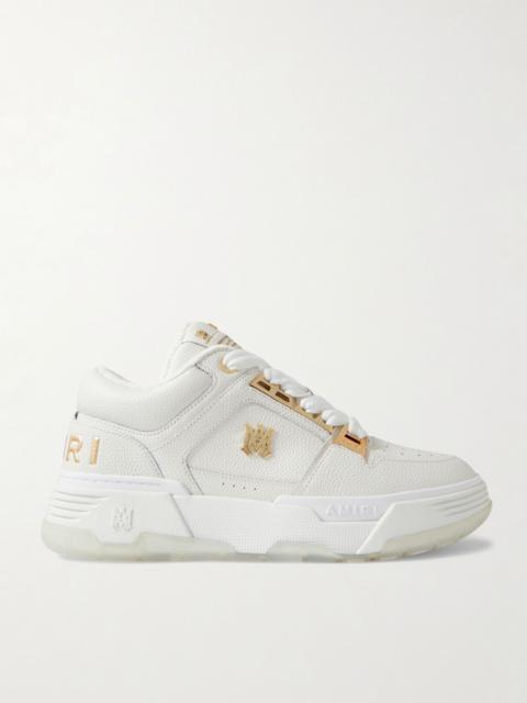 MA-1 Embellished Metallic Full-Grain Leather Sneakers White