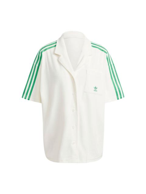 (WMNS) adidas Originals Resort Shirt Asia Sizing 'White Green' JH0614