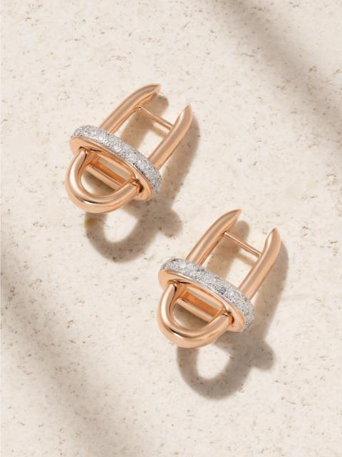 Iconica Rhodium-plated 18-karat Rose Gold Diamond Hoop Earrings