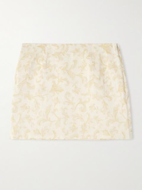 Isla Printed Linen And Silk-blend Mini Skirt