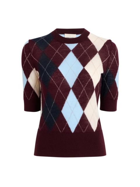 Anders Argyle Cashmere-Blend Top burgundy