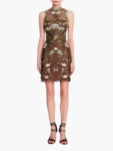 HIGH NECK TULLE MINI DRESS