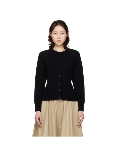 Black Merino Wool Open-Back Cardigan