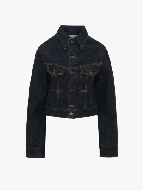 Cropped Denim Jacket In Dark Indigo Rinse