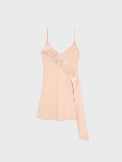 SLIP DRESS WITH SATIN BAND AND LOGO DECORATION