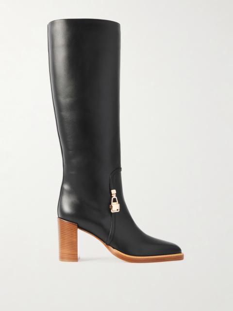 Nina Embellished Leather Knee Boots