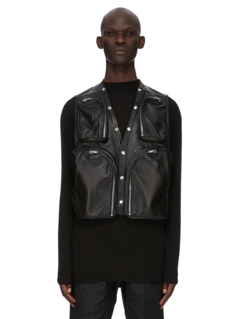 Black Concordians Cargo Leather Vest