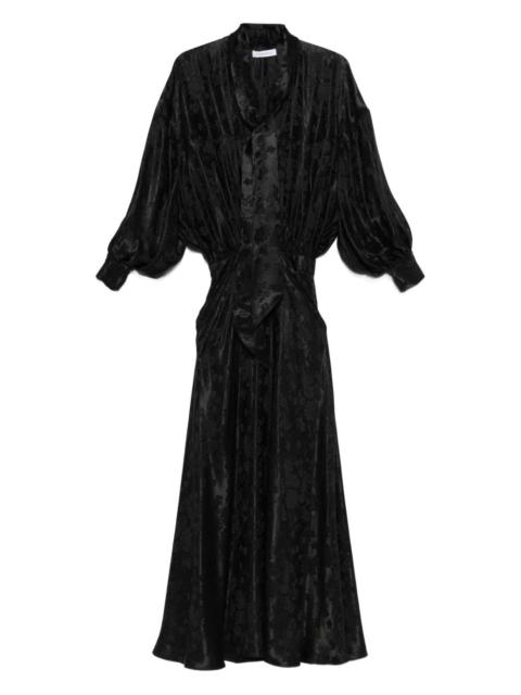 bow-detail patterned maxi dress