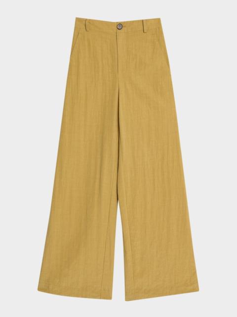 Mid-Rise Relaxed Wide-Leg Pants