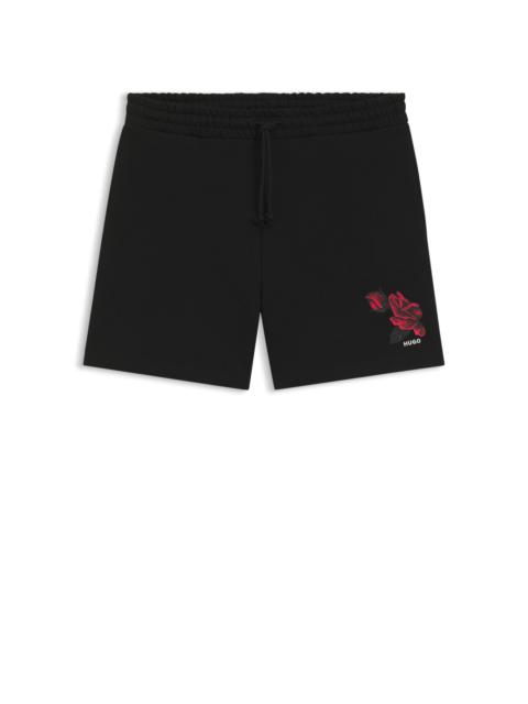 ROSE-ARTWORK SHORTS IN COTTON TERRY