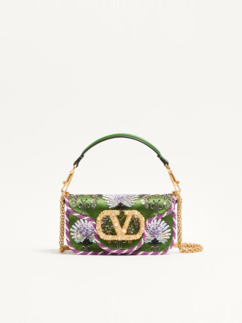 VALENTINO GARAVANI LOCÒ SMALL EMBROIDERED SHOULDER BAG WITH JEWEL LOGO