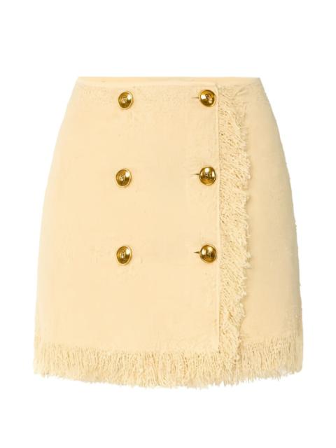 bouclé fringed mini skirt